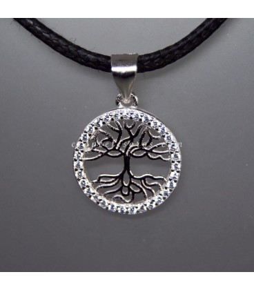 Árbol de la vida con circonitas en colgante de plata de ley