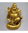 Buda Hotei de la felicidad y riqueza en resina dorada