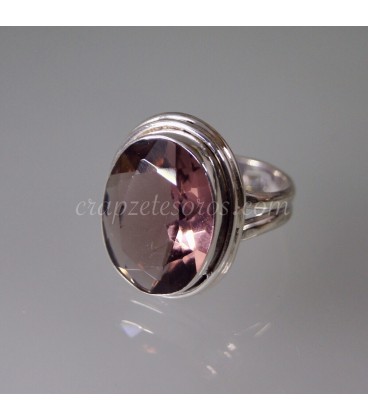 Ametrino talla oval en anillo de plata de ley