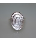 Nácar oval espiral en anillo de plata de ley