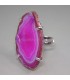 Ágata rosa en anillo ajustable de metal plateado