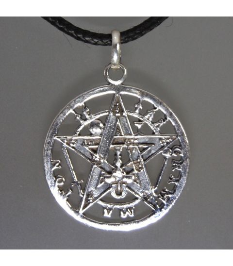 Pentagramatón o Tetragramatón en colgante de plata de ley