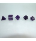 Conjunto de poliedros o solidos platónicos en Amatista