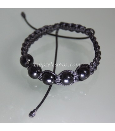 Pulsera de Azabache y macrame negro