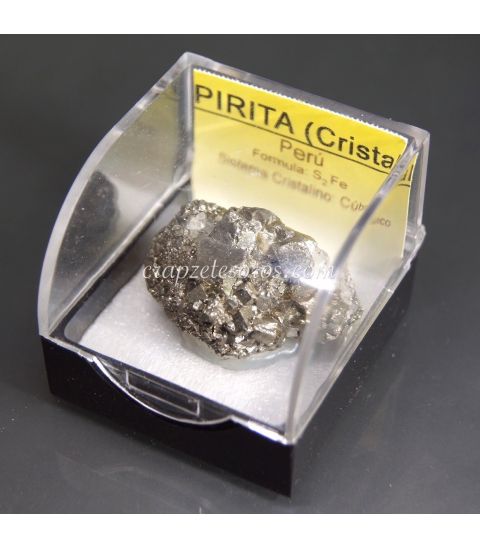 Pirita chispa o cristal de Perú en estuche protector.