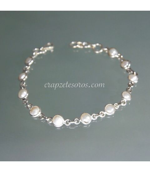 Perlas cultivadas en pulsera de plata de ley 