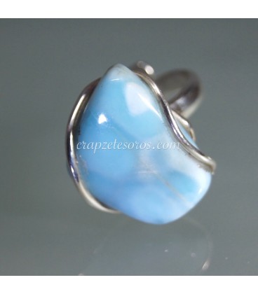 Larimar en anillo de plata de ley regulable