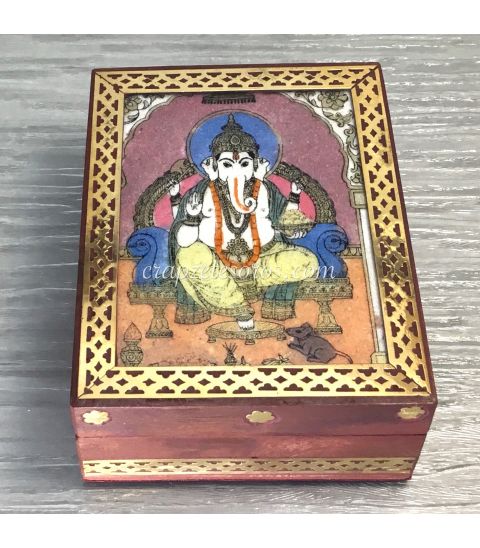 Ganesha en Caja artesanal de madera de India