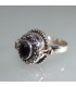 Haliotis o concha natural en anillo relicario de plata envejecita