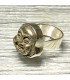 Pirita talla buda Hotei en anillo de plata de ley