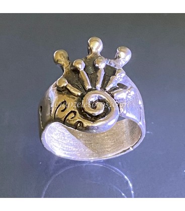 Anillo de plata de ley Corona étnica