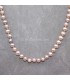 Perla rosa cultivada en collar con cierres de plata de ley