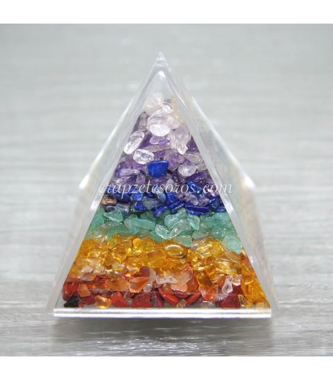 Minerales chakras en pirámide Orgonites y cobre
