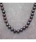 Perlas negras cultivadas de 8mm en collar y plata de ley
