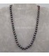 Perlas naturales negras cultivadas en collar con nudos entre capa pieza y terminaciones de plata de ley