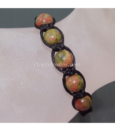 Unakita talla esfera en pulsera macramé ajustable