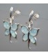 Ágata azul sobre pendientes Mariposas de plata de ley