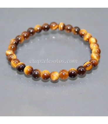 Pulsera de Ojo de Tigre elástica con esferas 6 mm 