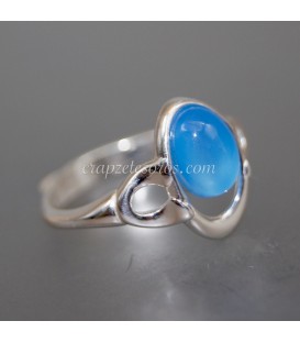 Agata azul en anillo de plata de ley 