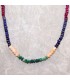 Corindón Zafiros multicolor talla discoide en collar degradé con cierres de plata de ley