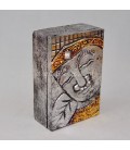 Caja madera policromada con Buda plateado