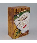 Caja madera policromada con Buda blanco