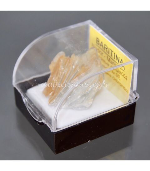 Baritina cristalizada de Nador en urna de metacrilato