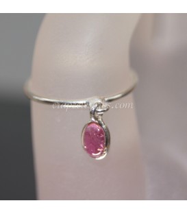 Rubelita o turmalina rosa en anillo de plata de ley articulado