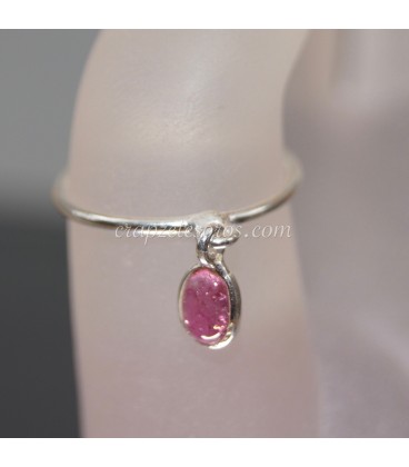 Rubelita o turmalina rosa en anillo de plata de ley