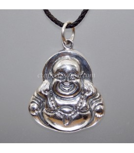 Cuarzo con Buda de bella talla en colgante de plata de ley