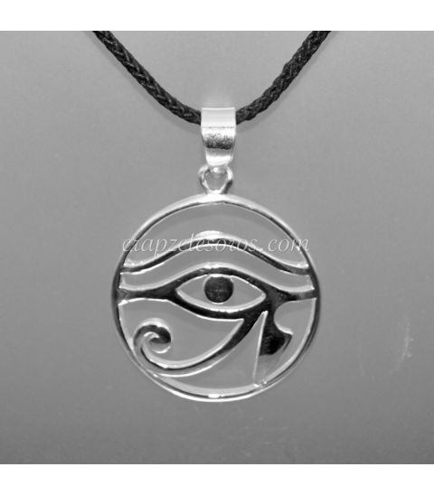 Shungita con ojo de Horus y colgante de plata de ley