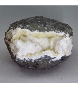 Geoda de Piedra "peluda" Okenita y Prehnita de la India