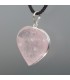 Cuarzo rosa talla corazón en colgante de plata 