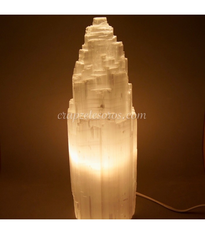 Pobreza extrema clásico Espinas Lámpara de Selenita Piedra Luna natural de 30cm - Lamparas Accesorios