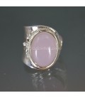 Cabujón de Cuarzo rosa en anillo de plata de ley ajustable