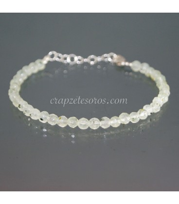 Pulsera de cabujones de Prenhita en plata de ley.