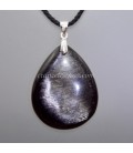 Obsidiana plateada o lunar en colgante de plata de ley