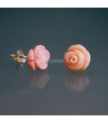 Pendientes Coral rosa flor y plata