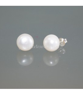 Perlas naturales de 10/11 mm en pendientes y plata de ley