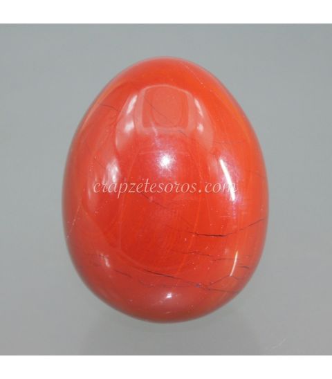 Jaspe rojo de Brasil talla huevo con peana