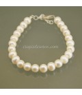 Finas Perlas naturales de 7 mm en pulsera con cierres de plata de ley