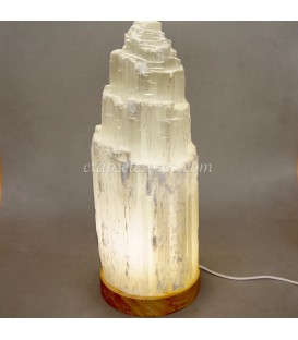 Lámpara de Selenita leds con base madera de 28cm