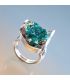 Dioptasa cristalizada en anillo exclusivo de plata de ley ajustable