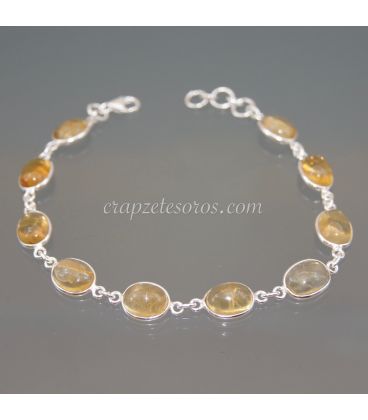 Luminosos Citrinos facetados en pulsera de plata de ley