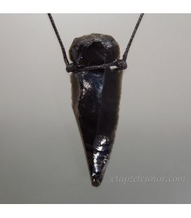 Obsidiana punta de flecha en colgante con cordón 