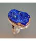 Impresionante Azurita cristalizada natural de China en anillo de plata de ley