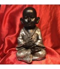 Buda niño negro de meditación en resina de 16cm