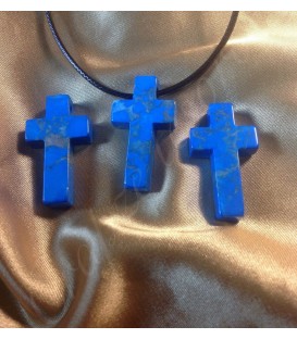 Colgante cruz Howlita Azul