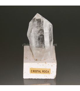 Cuarzo cristal de roca de Brasil en peana de Travertino