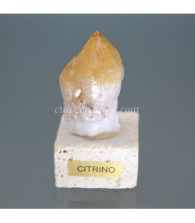 Punta de Cuarzo citrino en peana de travertino